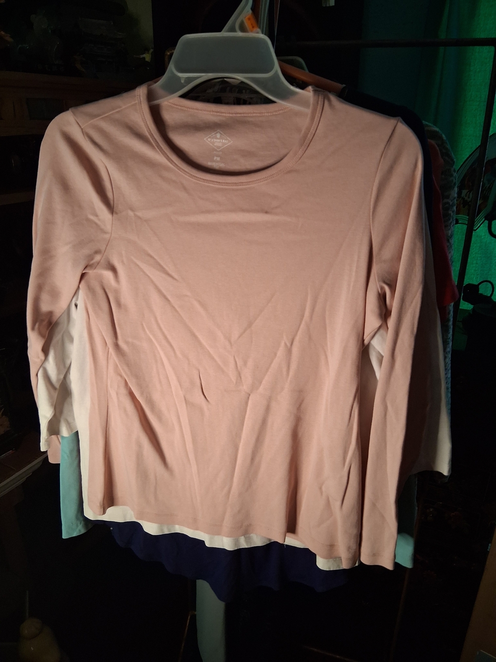 St. John's Bay Long-Sleeve Crewneck Top in Light Pink
